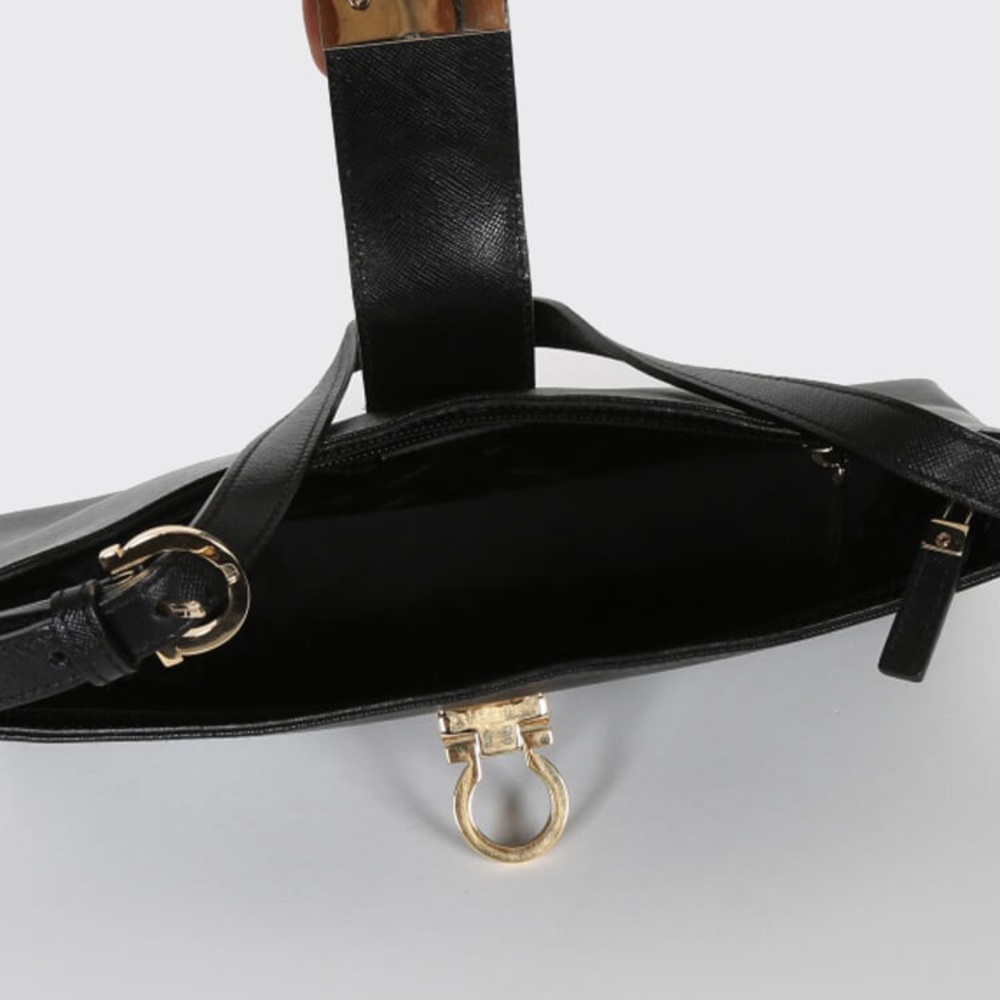 Salvatore Ferragamo Saffiano Gancio Leather Shoulder Bag - Picture 9 of 11